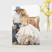 Stetson & Lace Wedding: Hitched in Cowboy Harmony Karte (Gelbe Blume)