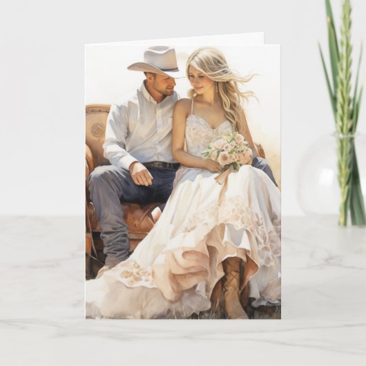 Stetson & Lace Wedding: Western Sunset Gewerkschaf Karte (Vorderseite)