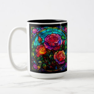 Stettglas Rose Bouquet Links Zweifarbige Tasse