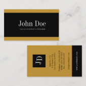 Steuer-Buchhalter-Schwarzes/Gold Visitenkarte (Vorne/Hinten)