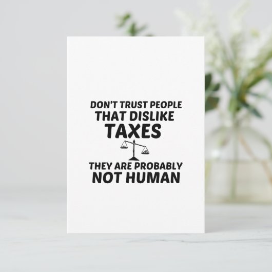 STEUERABGABE NICHT MENSCHLICH DANKESKARTE (Stehend Vorderseite)