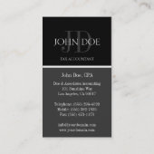 Steuerberater/CPA Monogramm Schwarz/Dunkelgrau Visitenkarte (Rückseite)