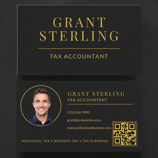 Steuerberater QR Code Schwarz Gold Visitenkarte
