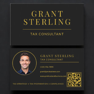 Steuerberater QR Code Schwarz Gold Visitenkarte
