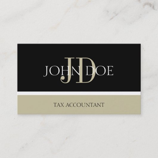 Steuerkonten/CPA Monogramm Schwarz/Tan Visitenkarte (Vorderseite)