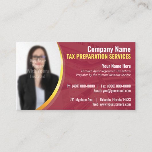 Steuerliche Vorbereitung (Vorbereitung) Foto-Visit Visitenkarte (Vorderseite)