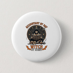Steuerprüfer Tag Hexen Nacht Halloween Magie Buch_ Button
