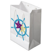 Steuerrad & Seestern Mittlere Geschenktüte (Vorderseite Schrägansicht)