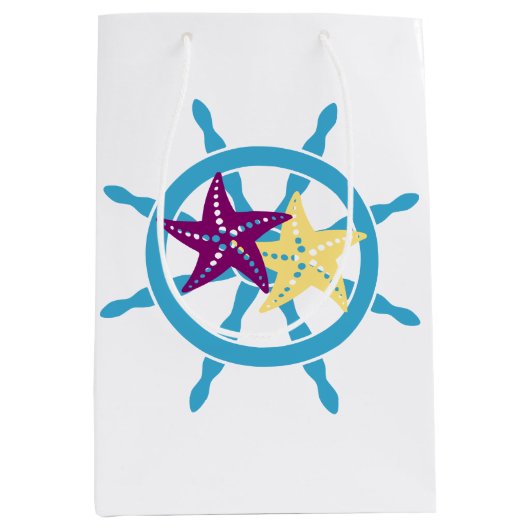 Steuerrad & Seestern Mittlere Geschenktüte (Vorderseite)