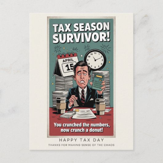 Steuersaison Überlebender Retro-Spaß Postkarte (Vorderseite)