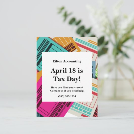 Steuertag Postkarte (Stehend Vorderseite)