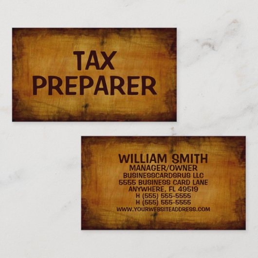 Steuervorbereitung - Antike Visitenkarte (Vorne/Hinten)