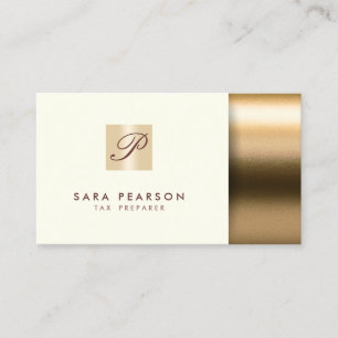 Steuervorbereitung Elegante Gold Monogram Business Visitenkarte