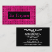 Steuervorbereitung - Pink Woven Business Card Visitenkarte (Vorne/Hinten)