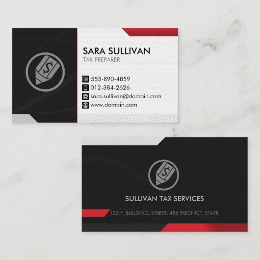 Steuervorbereitung, Steuerfinanzierung Visitenkarte (Vorne/Hinten)