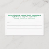 Steuervorbereitung (Vorbereitung) Visitenkarte (Rückseite)