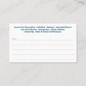 Steuervorbereitung (Vorbereitung) Visitenkarte (Rückseite)