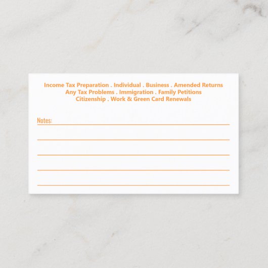 Steuervorbereitung (Vorbereitung) Visitenkarte (Rückseite)