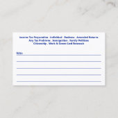 Steuervorbereitung (Vorbereitung) Visitenkarte (Rückseite)