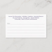 Steuervorbereitung (Vorbereitung) Visitenkarte (Rückseite)