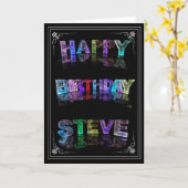Steve - Name in Lights Grußkarte (Foto) Karte (Gelbe Blume)