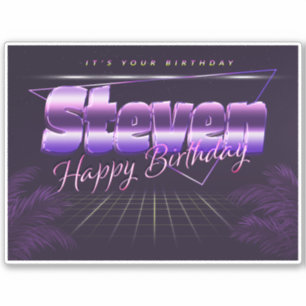 Steven Name Vorname lila retro Sticker Geburtstag
