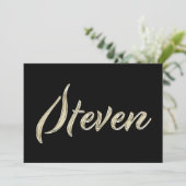 Steven Name white gold Handwriting Karte (Stehend Vorderseite)