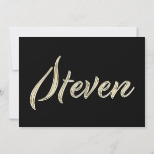Steven Name white gold Handwriting Karte