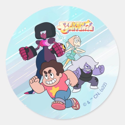 Steven Universe | Aktion Crystal Gem Group Runder Aufkleber (Vorderseite)