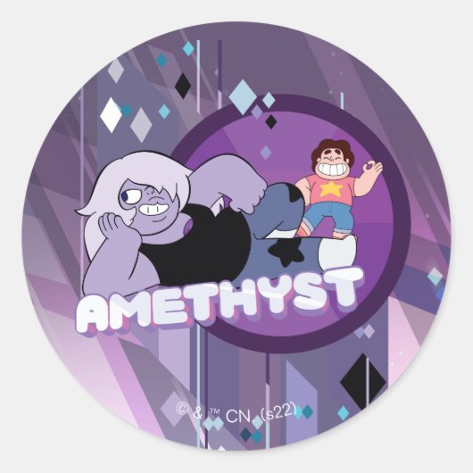 Steven Universe | Amethyst-Zeichen Grafik Runder Aufkleber (Vorderseite)