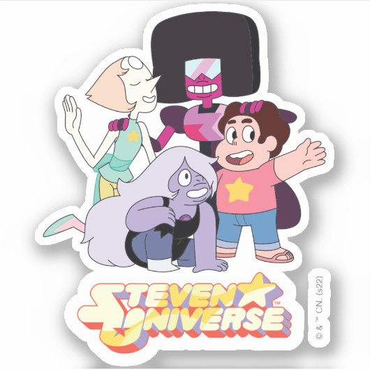 Steven Universe | Crystal Gem Group Huddle Aufkleber (Vorderseite)