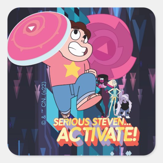 Steven Universe | Serious Steven.. Aktivieren! Quadratischer Aufkleber (Vorderseite)