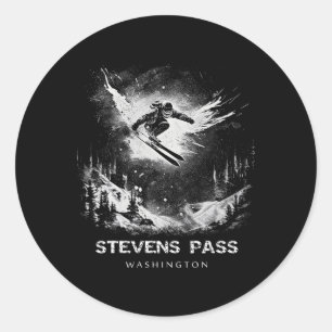 Stevens P Washington Skifahren Skifahrer Runder Aufkleber