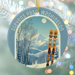 Stevens Pass Washington Cascades Ski-Souvenir Keramik Ornament