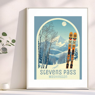 Stevens Pass Washington Skiferienplakat Poster