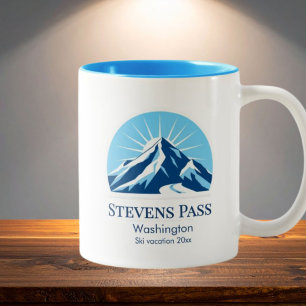 Stevens Pass Washington Skiurlaubs-Souvenir Zweifarbige Tasse