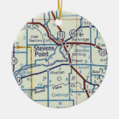 Stevens Point WI Vintag Map Keramik Ornament (Vorne)