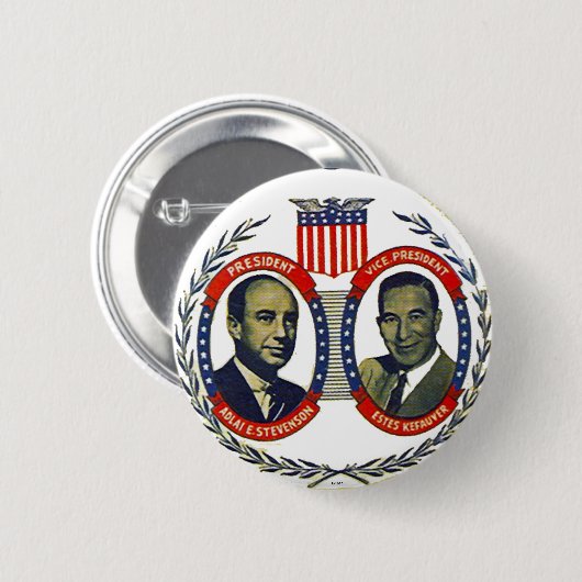 Stevenson, Kefauver jugate - Knopf Button (Vorne & Hinten)