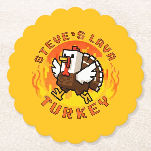 Steve's Lava Chicken Turkey Minecraft Thanksgiving Untersetzer (Vorderseite)