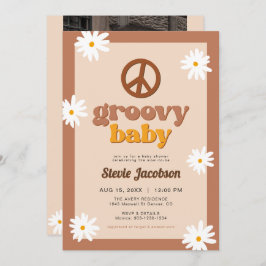 STEVIE Retro 70er Daisy Peace Groovy Babydusche Einladung