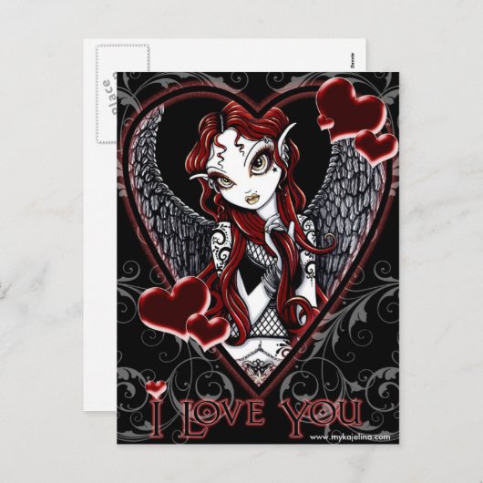 "Stevie" Roter Engel Valentinstag Postkarte (Vorne/Hinten)