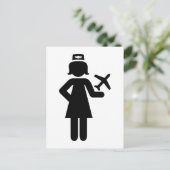 Stewardess Flugzeug Postkarte (Stehend Vorderseite)
