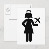 Stewardess Flugzeug Postkarte (Vorne/Hinten)