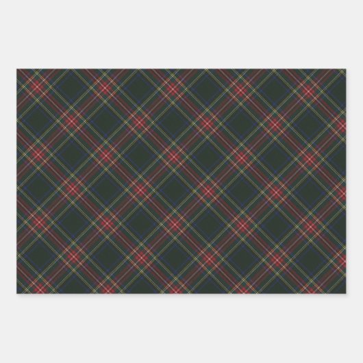 Stewart Black Modern Original Scottish Tartan Geschenkpapier Set (Vorderseite)