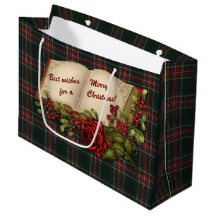 Stewart Black Modern Original Scottish Tartan Große Geschenktüte