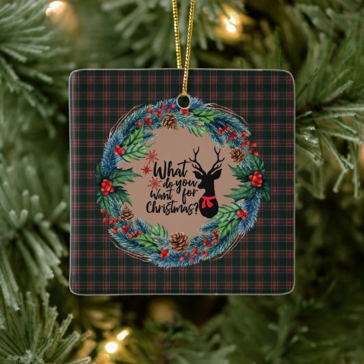 Stewart Black Modern Original Scottish Tartan Keramikornament (Baum)