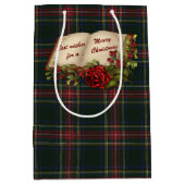 Stewart Black Modern Original Scottish Tartan Mittlere Geschenktüte (Vorderseite)