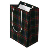 Stewart Black Modern Original Scottish Tartan Mittlere Geschenktüte (Rückseite Schrägansicht)