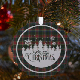 Stewart Black Modern Scottish Tartan Christmas Ornament Karte