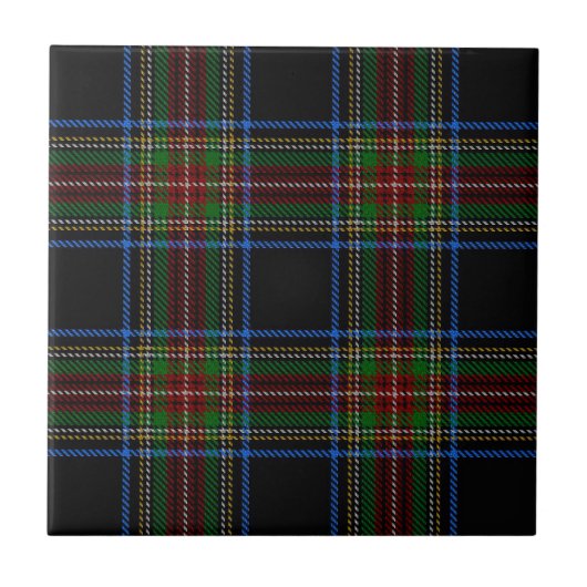 Stewart Black Tartan Fliese (Vorderseite)